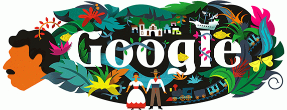Google honors Gabriel García Márquez on his 91st birthday with the Google doodle representing the magical Amazonian jungle from One Hundred Years of Solitude. Google honors Gabriel Garcia Marquez on his 91st birthday with the Google doodle representing the magical Amazonian jungle from One Hundred Years of Solitude.