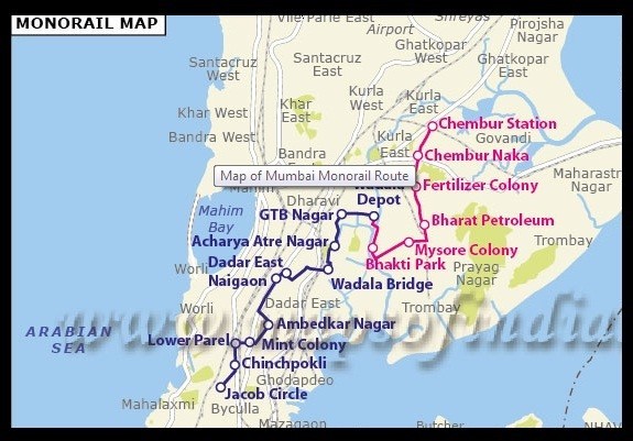 Mumbai Monorail Map Mumbai Monorail Map