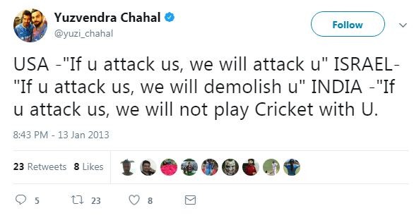This tweet by Chahal has been deleted now. Yuzvendra Chahal tweet