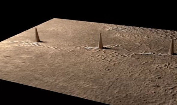 three mysterious towers discovered on the Mars