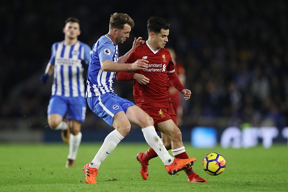 Coutinho during the match against Brighton coutinho, liverpool