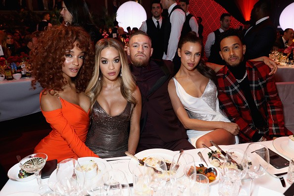 (L-R) Jourdan Dunn, Rita Ora, Conor McGregor, Irina Shayk and Lewis Hamilton attend The Fashion Awards 2017 in partnership with Swarovski at Royal Albert Hall on December 4, 2017 in London, England conor mcgregor, ufc