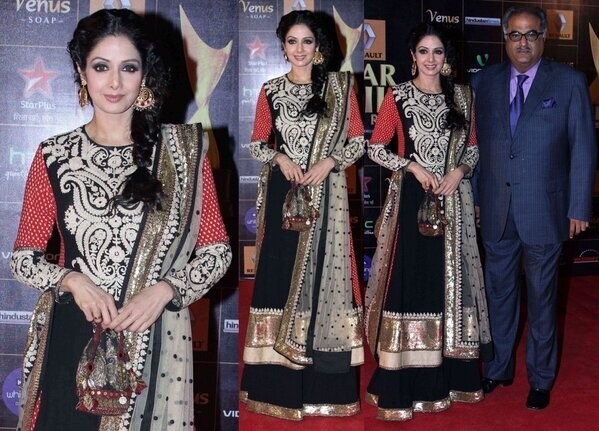Sridevi along with Husband Boney Kapoor at Star Guild Awards (Twitter)