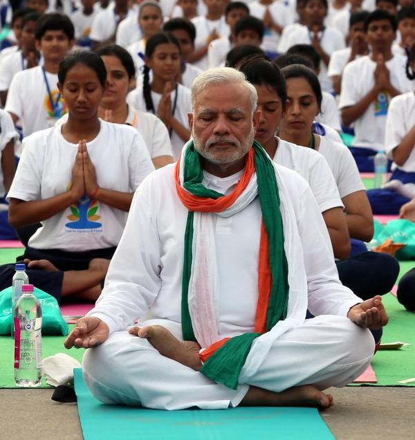 Narendra Modi at International Yoga Day Celebration at Rajpath in Delhi ...