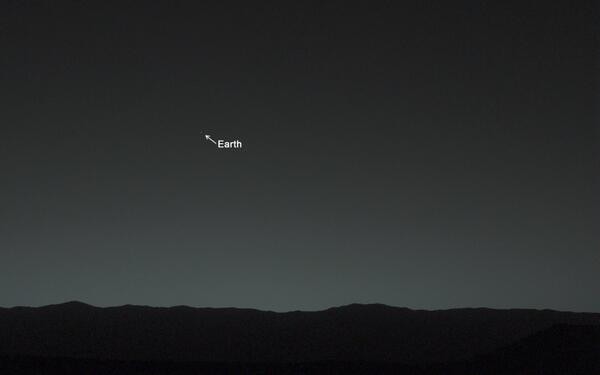 New images from NASA's Curiosity Mars rover show Earth shining brighter than any star in the Martian night sky.NASA/JPL-Caltech/MSSS/TAMU Earth from Mars Surface