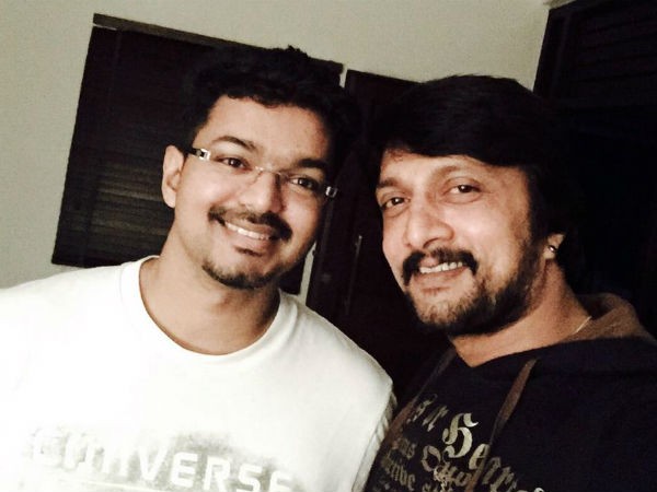 Ilayathalapathy Vijay with Sudeep on 'Vijay 58'. Vijay with Sudeep
