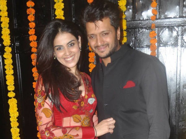 A picture of Genelia and Riteish Deshmukh. Genelia with Riteish Deshmukh