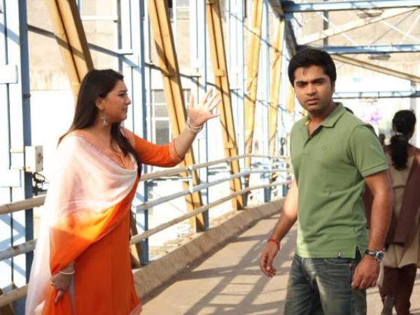 A movie still from Simbu-Hansika Motwani