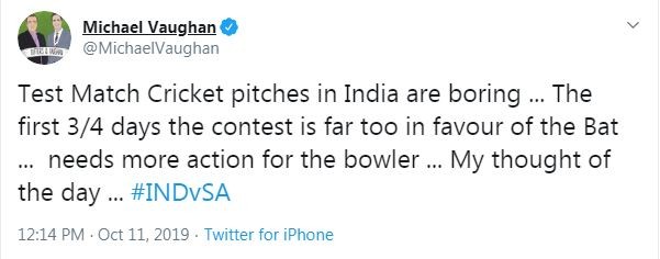 The tweet from Vaughan Michael Vaughan tweet