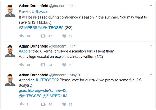 iOS 10.3.1 jailbreak imminent after renowned security researcher confirms new exploit via Twitter Adam Donenfeld via Twitter