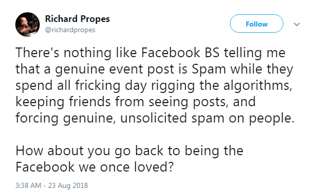 Facebook marking people's post as spam Facebook marking people's post as spam