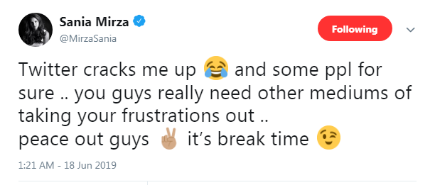 Sania's tweet Sania Mirza tweet