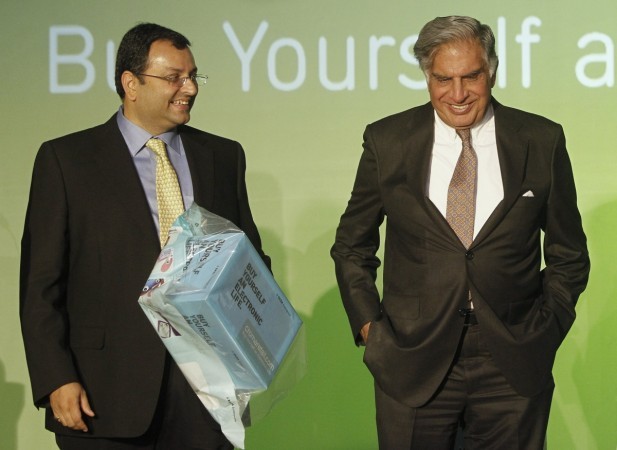 The then Tata Group chairman Ratan Tata (R) and Cyrus Mistry attend the launch of a new website for tech superstore Croma, managed by Infiniti Retail, a part of the Tata Group, in Mumbai April 23 2012. Ratan Tata Cyrus Mistry