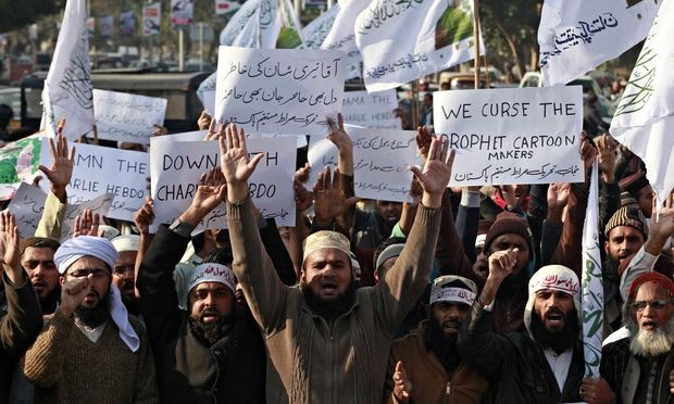 An anti-Charlie Hebdo protest rally in Quetta, Pakistan.