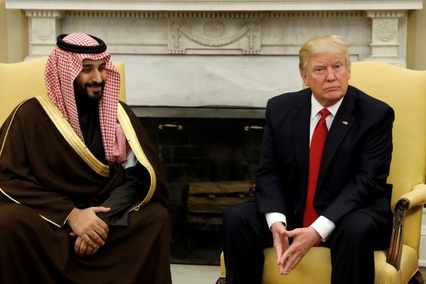 Saudi Deputy Crown Prince Mohammed bin Salman with US President Donald Trump. Donald Trump Saudi Prince
