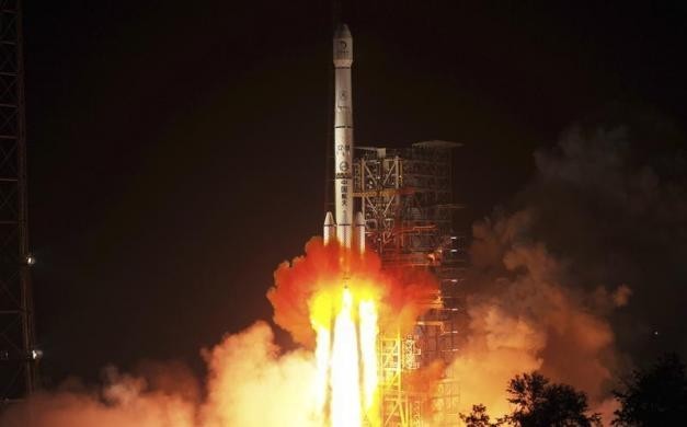 The Long March-3B rocket carrying the Chang'e-3 lunar probe blasts off from the launch pad at Xichang Satellite Launch Center, Sichuan province 2 December. Chang'e 3 launch