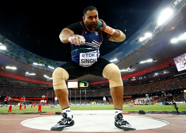 Inderjeet Singh of India competes in the men's shot put final during the 15th IAAF World Championships at the National Stadium in Beijing, China inderjeet singh