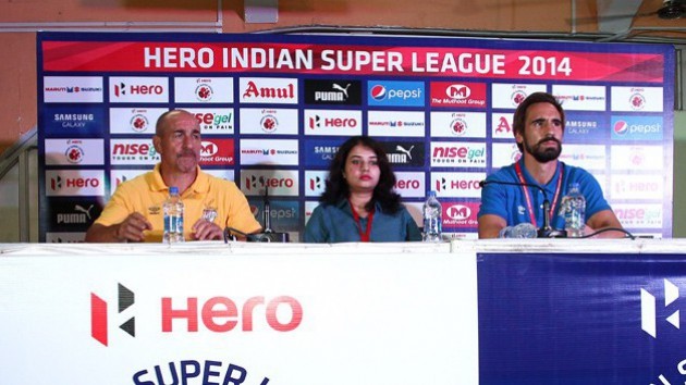 Atlético de Kolkata boss Antonio López Habas and captain Borja Fernandez attend a press conference ahead of their opening ISL clash against Mumbai City Atletico de Kolkata
