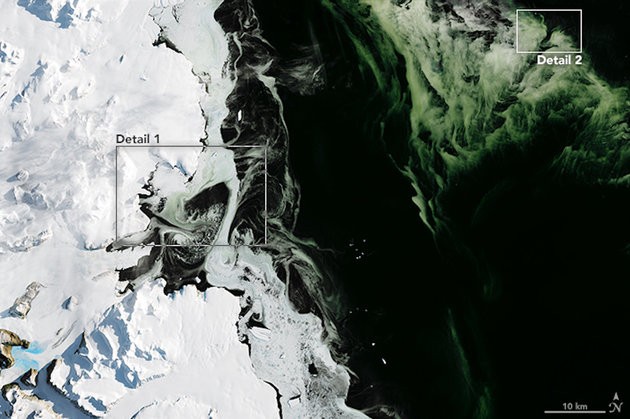 Mysterious green ice spotted by NASA in Antarctica's Granite Harbor region. nasa, antarctica, space, environment, green ice, mystery,