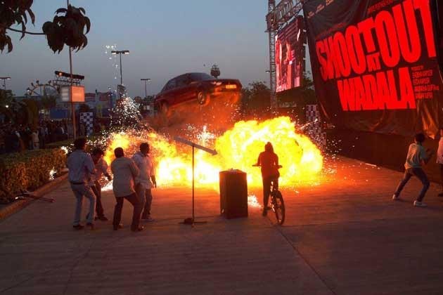 Staged blast during the launch of live trailer of ' Shootout At Wadala' Staged blast during the launch of live trailer of ' Shootout At Wadala'