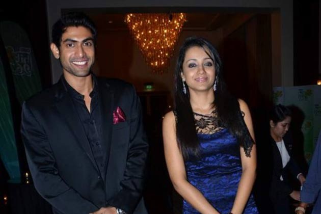 Rana Daggubati and Trisha at a public event. Rana Daggubati with Trisha