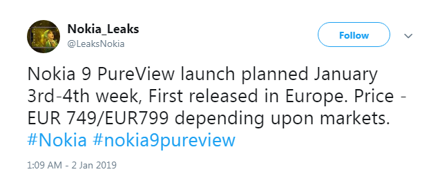 Nokia 9 PureView leak