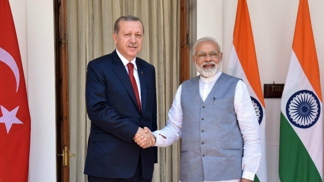 Recep Tayyip Erdogan with Narendra Modi Erdogan- Modi