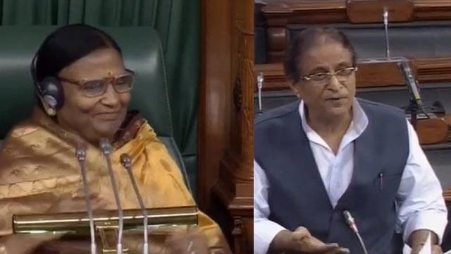 SP leader Azam Khan made an alleged sexist remark against BJP parliamentarian Rama Devi. azam khan rama devi