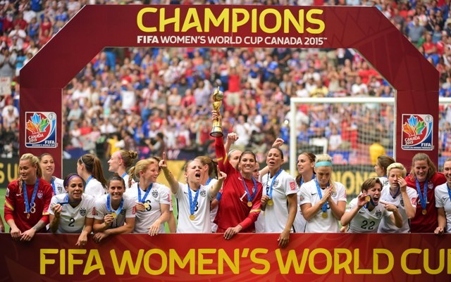 The USWNT after winning the FIFA Women's World Cup 2015 in Canada. USWNT WWC
