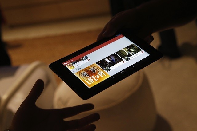 The new Nexus 7 tablet is demonstrated during a Google event at Dogpatch Studio in San Francisco, California, July 24, 2013. Nexus 7 tablet demonstrated during a Google event n San Francisco 2013.