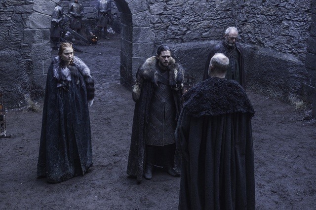Pictured: Sansa Stark, Jon Snow and Robett Glover Game of Thrones