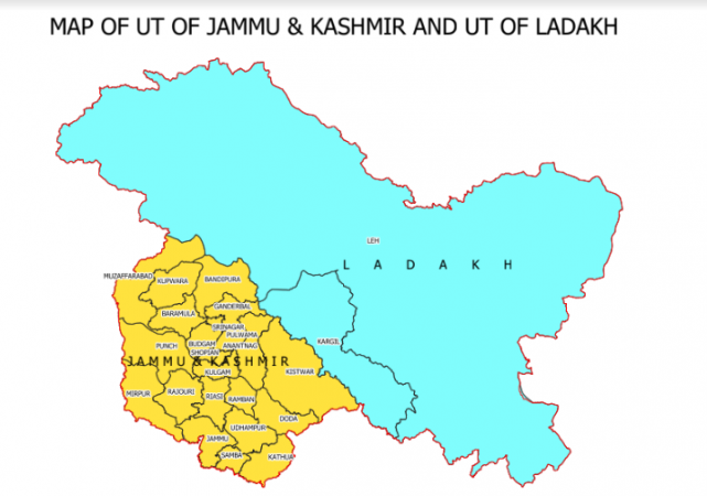 The administrative boundaries of the newly formed UTs of J&K and Ladakh. The administrative boundaries of the newly formed UTs of J&K and Ladakh.