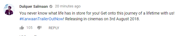Dulquer Salmaan comments on Karwaan Trailer Dulquer Salmaan comments