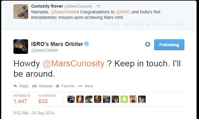 A screen-grab of the Twitter conversation Mangalyaan