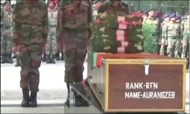 Indian Army paying tribute to Rifleman Aurangzeb Indian Army paying tribute to Rifleman Aurangzeb
