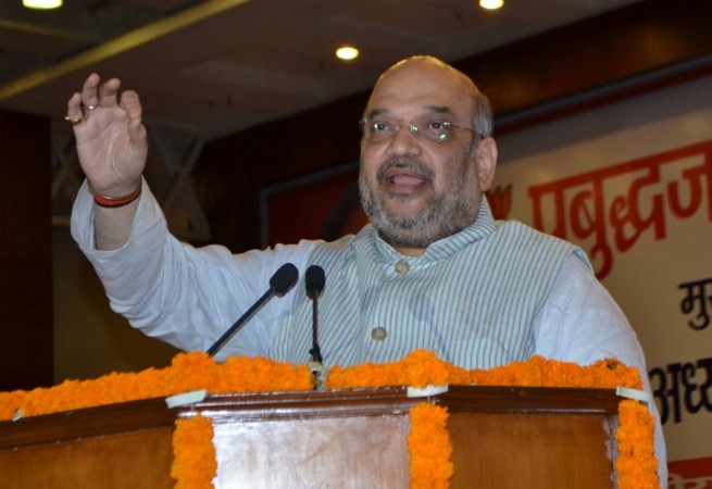 BJP president Amit Shah addresses at