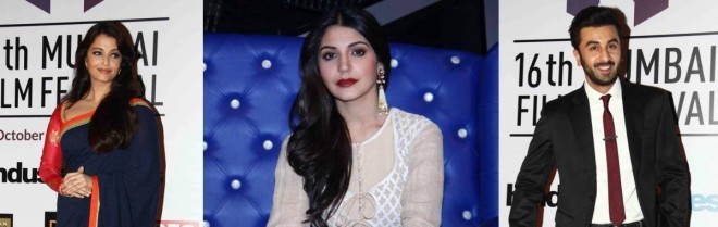 Aishwarya Rai Bachchan, Ranbir Kapoor and Anushka Sharma