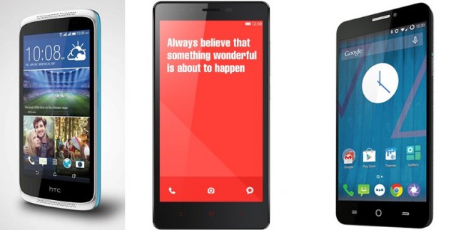 HTC Desire 526G Xiaomi Redmi Note Yu Yureka