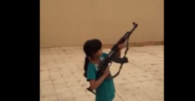 Video of a nine-year-old shooting an AK 47 has sparked concerns in Saudi Arabia.