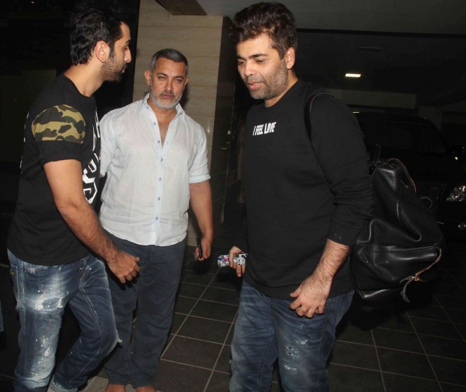 Ranbir Kapoor, Karan Johar at Aamir Khan's residence