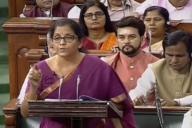 Nirmala Sitharaman delivering her budget speech. Nirmala Sitharaman