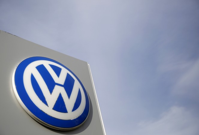 The logo of German carmaker Volkswagen is seen at a dealership. Volkswagen