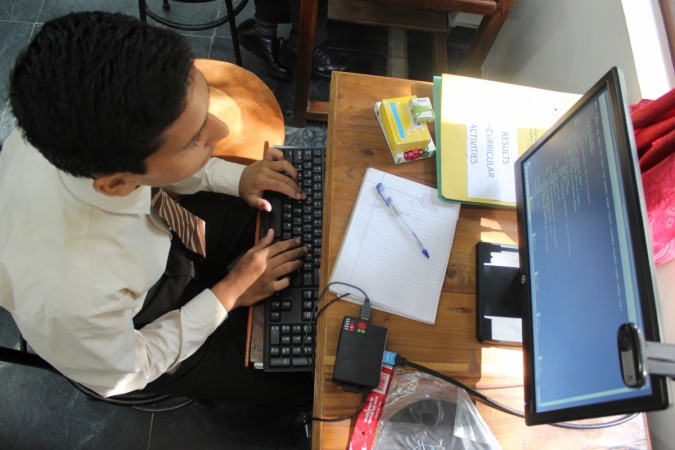 A student uses the Raspberry Pi setup A student uses the Raspberry Pi setup