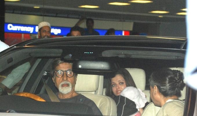 Aishwarya Rai Bachchan with husband Abhishek and daughter Aaradhya at Mumbai Airport (Facebook) Aishwarya Rai