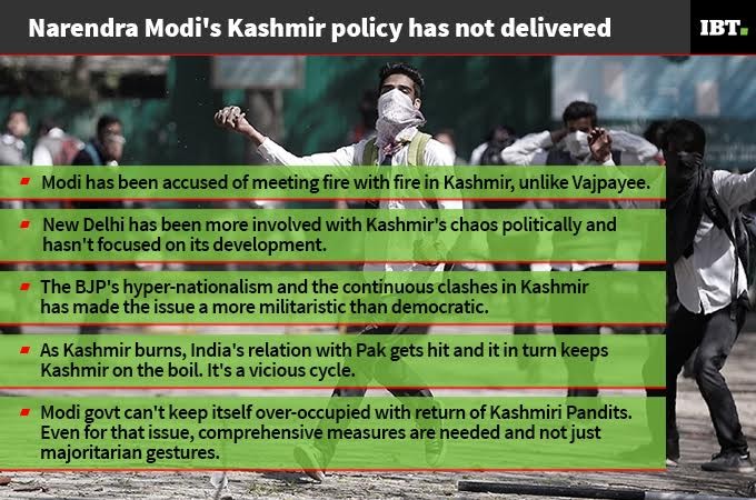 PM Narendra Modi has been found wanting when it came to dousing the raging fire in Kashmir. Lows of Modi government after 3 years: Jammu & Kashmir