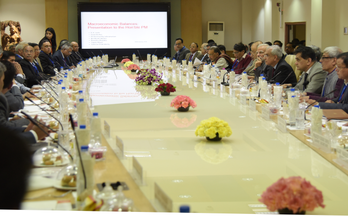 PM Modi during the pre-Budget meeting with economists. Pre-Budget meeting