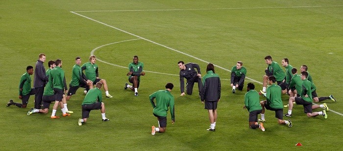 Celtic players during a training session, December 10. Reuters Celtic