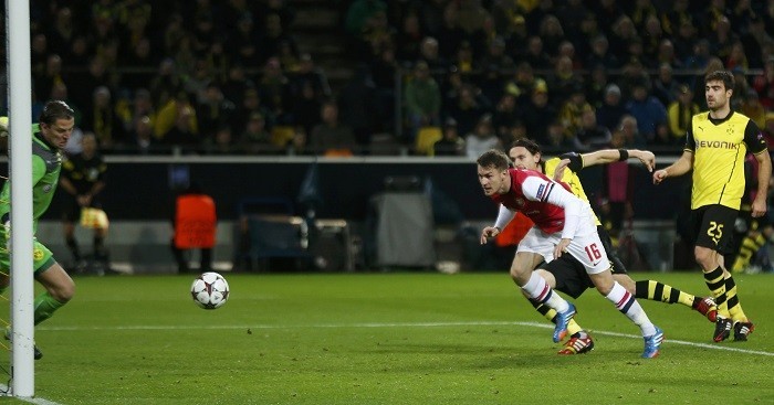Arsenal and Borussia Dortmund will face off one again in the Champions League Ramsey Arsenal Borussia Dortmund