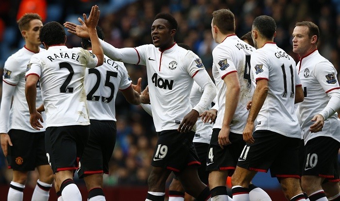 Danny Welbeck celebrates with his Manchester United teammates after scoring against Aston Villa in the English Premier League, December 15. Reuters Welbeck Manchester United