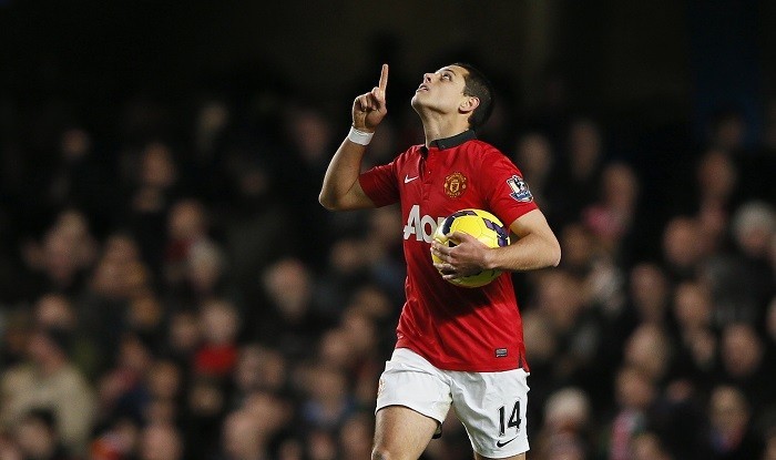 Manchester United striker Javier Hernandez celebrates his goal against Chelsea in the English Premier League, 19 January. Reuters Javier Hernandez Manchester United